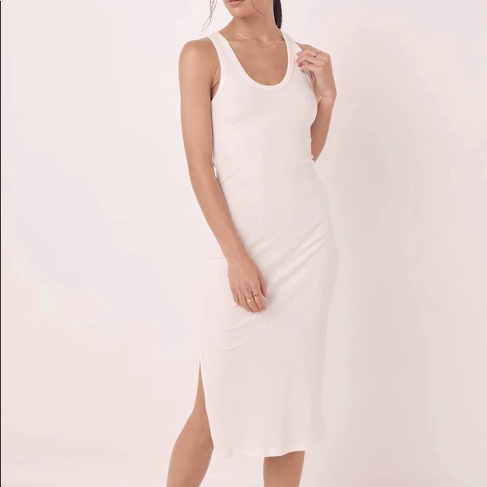 Spell Mazzy Rib Singlet Dress in Cream XL